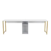 DOPPELSCHREIBTISCH - twin 240/60/74 cm - Goldfarben/Weiß, Holzwerkstoff (71/60/74cm) - Calicosy