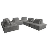 MODULSOFA WIOLO SOFT 6 MODULE 6 KISSEN Grau Cord - Schwarz/Grau, Kunststoff/Textil (333/84/333cm) - KAWOLA