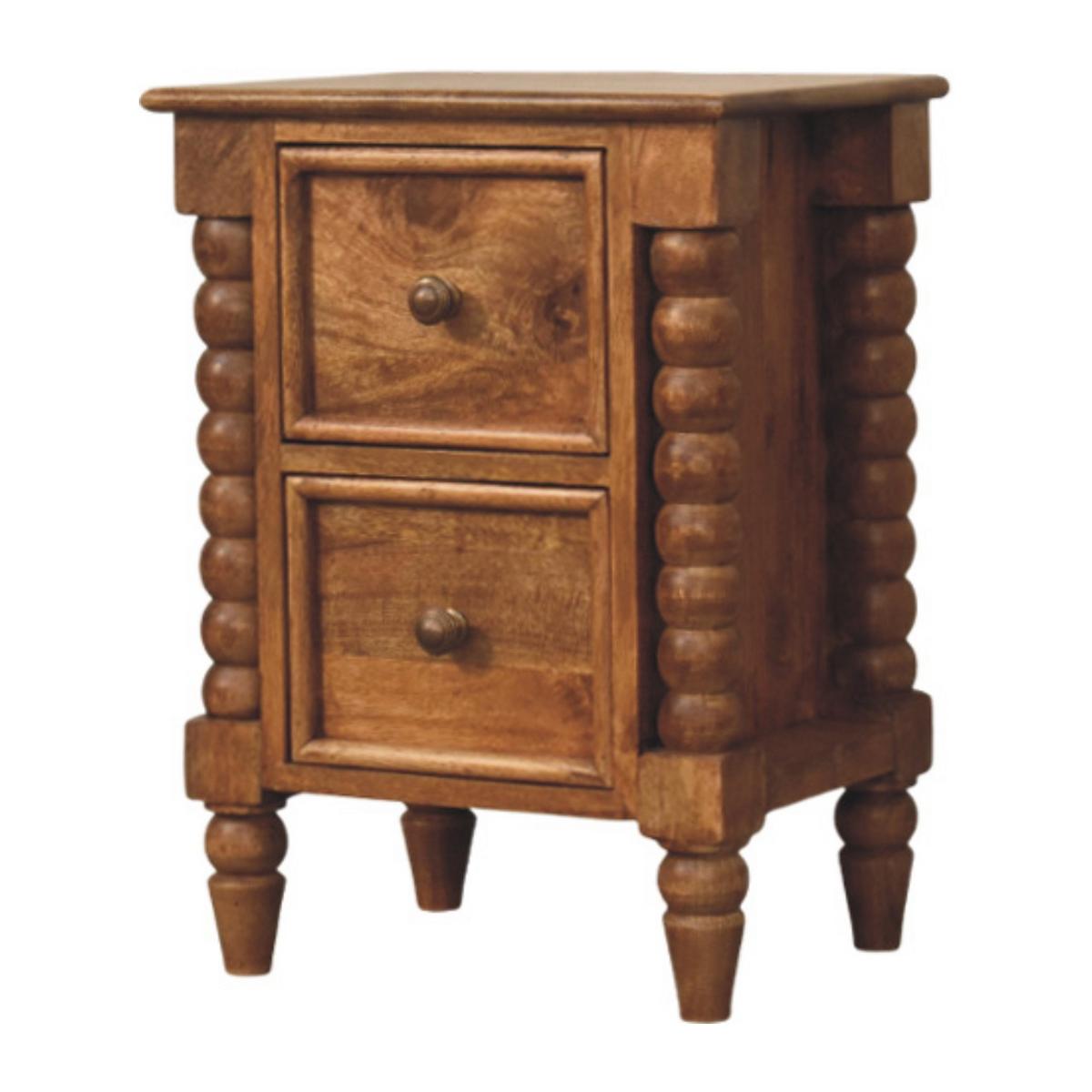 NACHTKASTEN Gerstendrehung, 2 Schubladen, Hellbraun - Hellbraun/Messingfarben, Holz/Metall (40/55/30cm) - Artisan Furniture