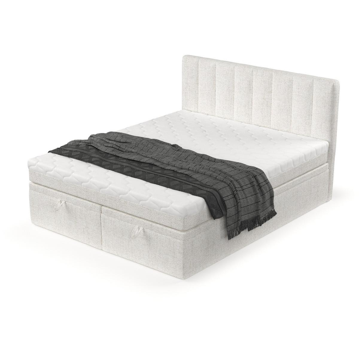 BOXBETT Lume 160/200 cm Creme im Neve Stoff - Creme/Schwarz, Holz/Holzwerkstoff (160/200cm) - AltaBeds