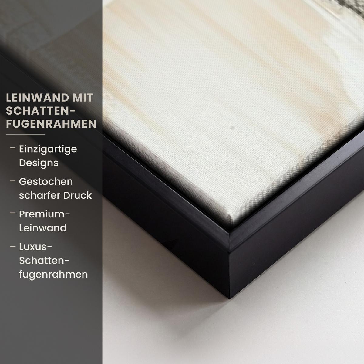 LEINWAND Bilder mit Rahmen - Abstrakt - Liebe - Schwarz und weiß - Modern - 90x140 - Schwarz, Textil (90/140cm) - MuchoWow