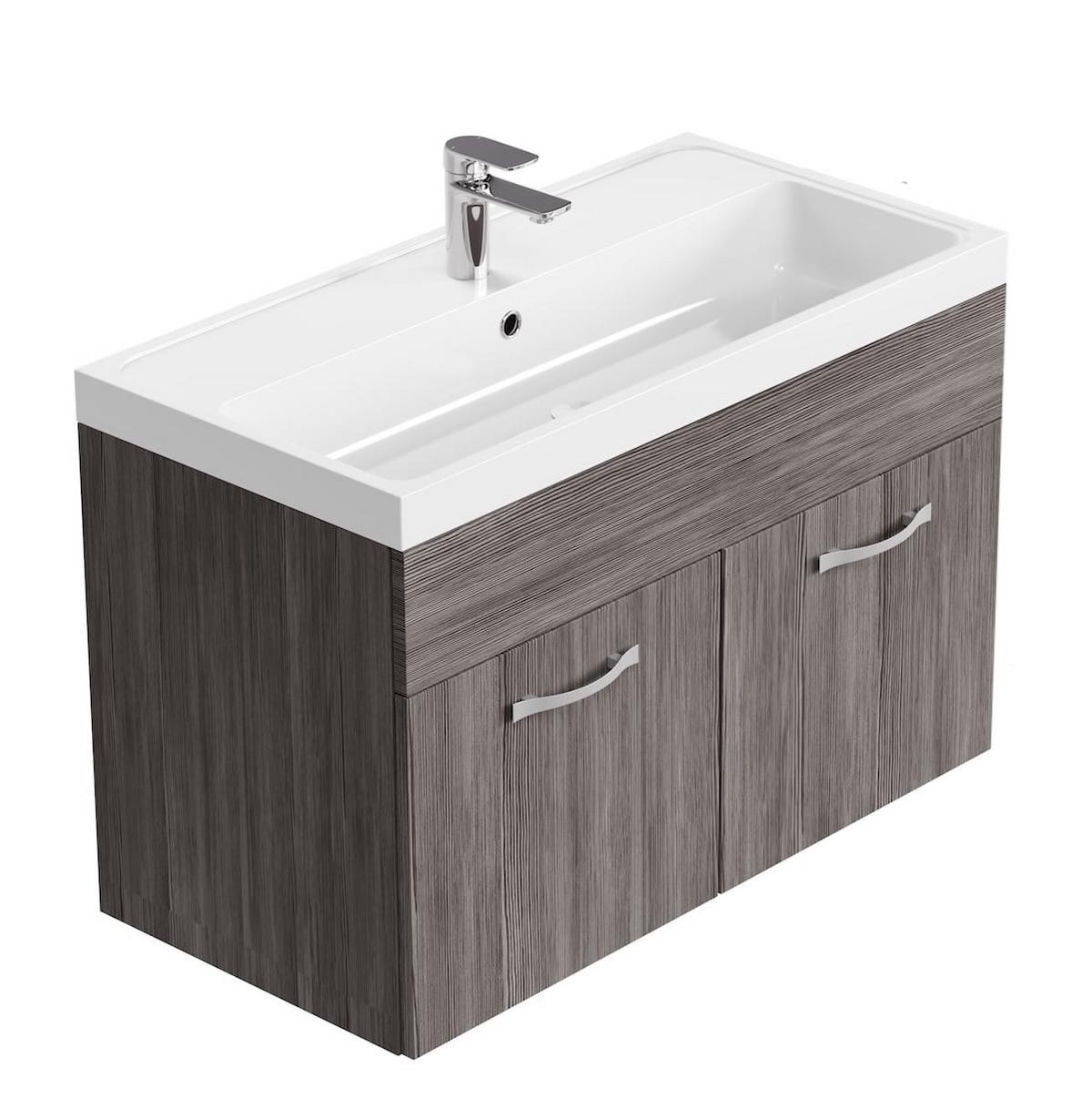 BADMÖBEL-SET Paso 2 Teile Grau Eiche - 80 x 40 x 55 cm - Eichefarben/Grau, Holz (80/55/40cm) - Badplaats