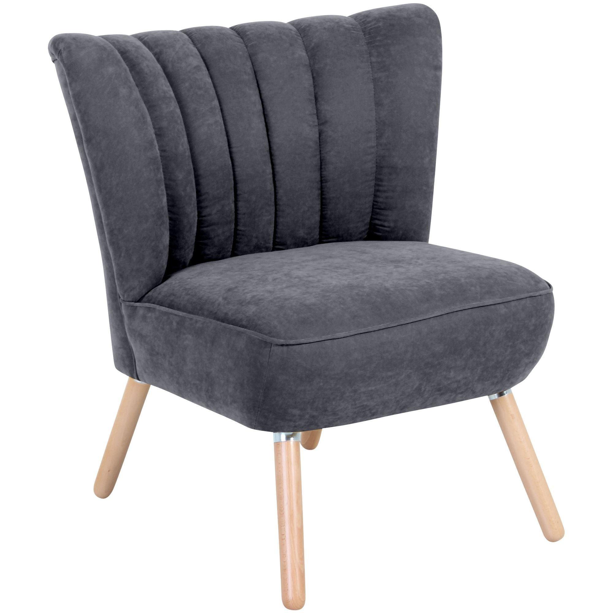 SESSEL Kadisha Bezug Velourstoff Buche natur / anthrazit - Anthrazit, Kunststoff (70/80/66cm) - 58aufmkessel
