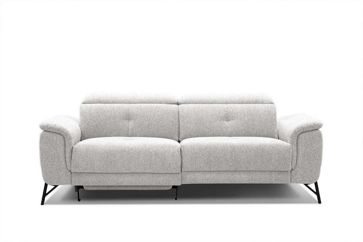 SOFA AVENA 3-Sitzer mit 1 Relaxfunktion, hellgrau - Hellgrau, Holzwerkstoff/Textil (204/80/108cm) - Wozimo