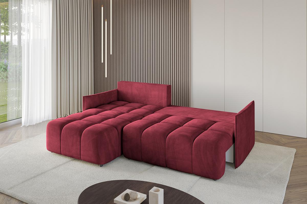 ECKSOFA Ottomane links LONLI-L 251x189x68 Bordeaux Velours - Bordeaux, Holzwerkstoff/Kunststoff (251/189cm) - ALTDECOR