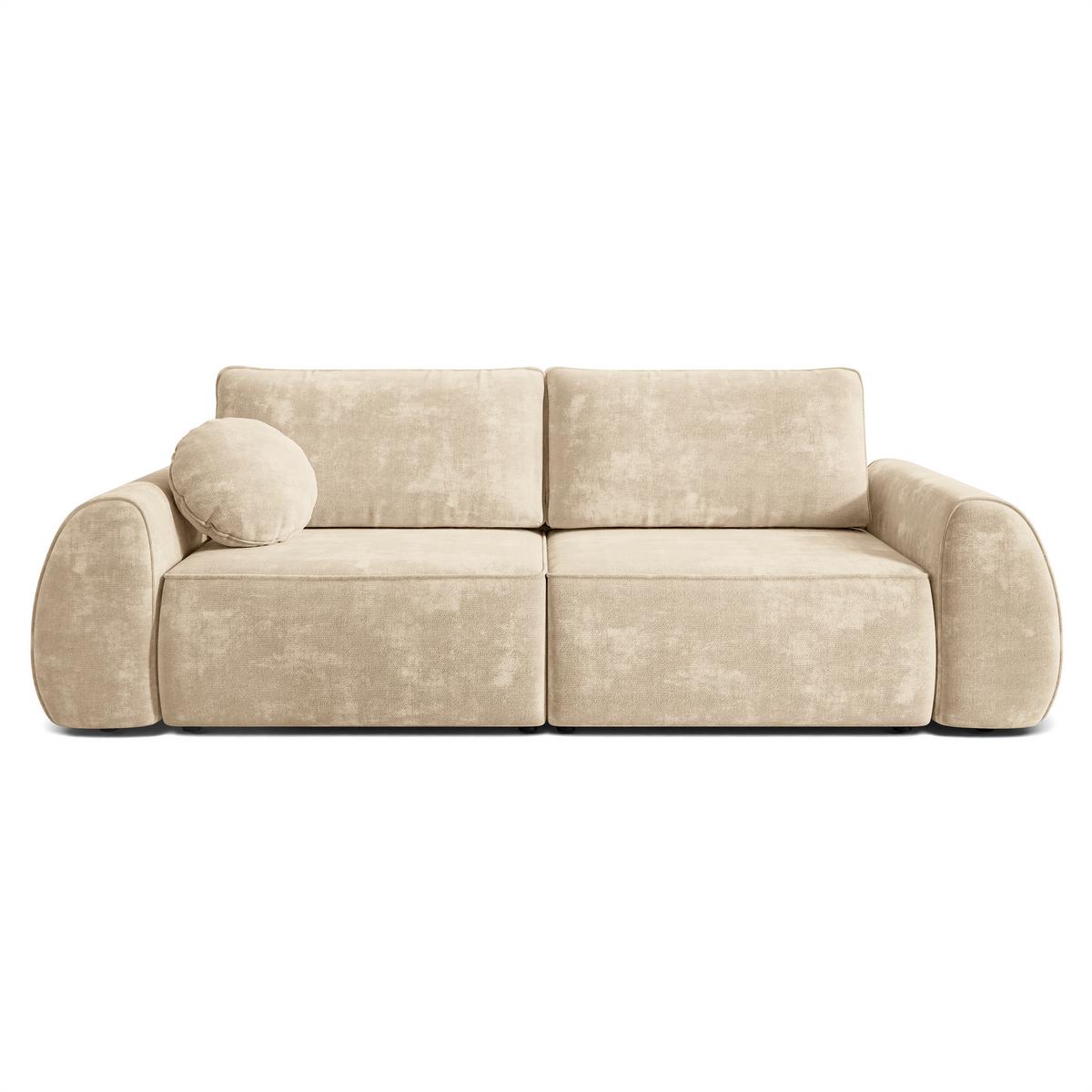 BETTSOFA ZEFEO Creme Chenille-Stoff mit Schlaffunktion - Creme, Textil (264/96/106cm) - MASSENO
