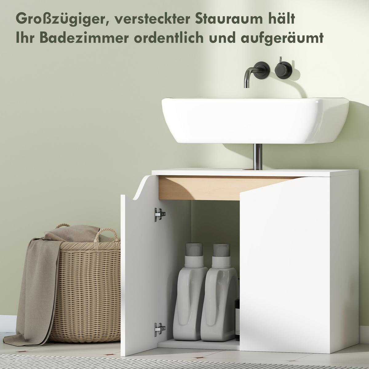 WASCHBECKENUNTERSCHRANK Spanplatte MDF Weiß - Weiß, Holzwerkstoff (35/57.9/60cm) - HOMCOM