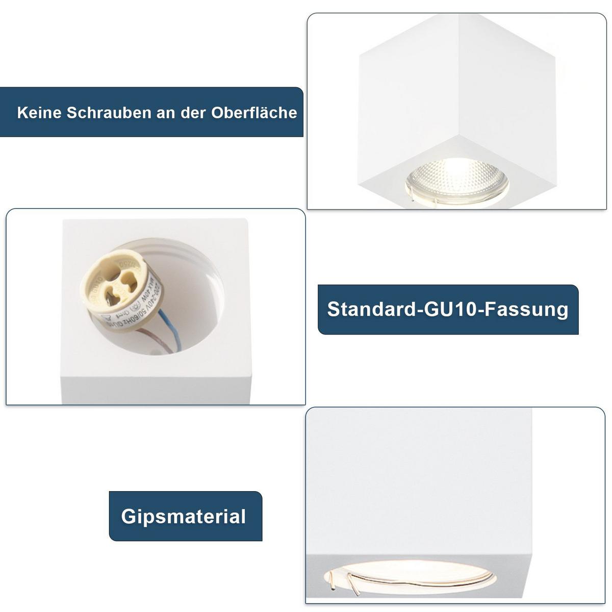 DECKENLEUCHTE Macri(4er-set) 7/7/7.5cm - Weiß, Keramik (7/7/7.5cm) - Nettlife