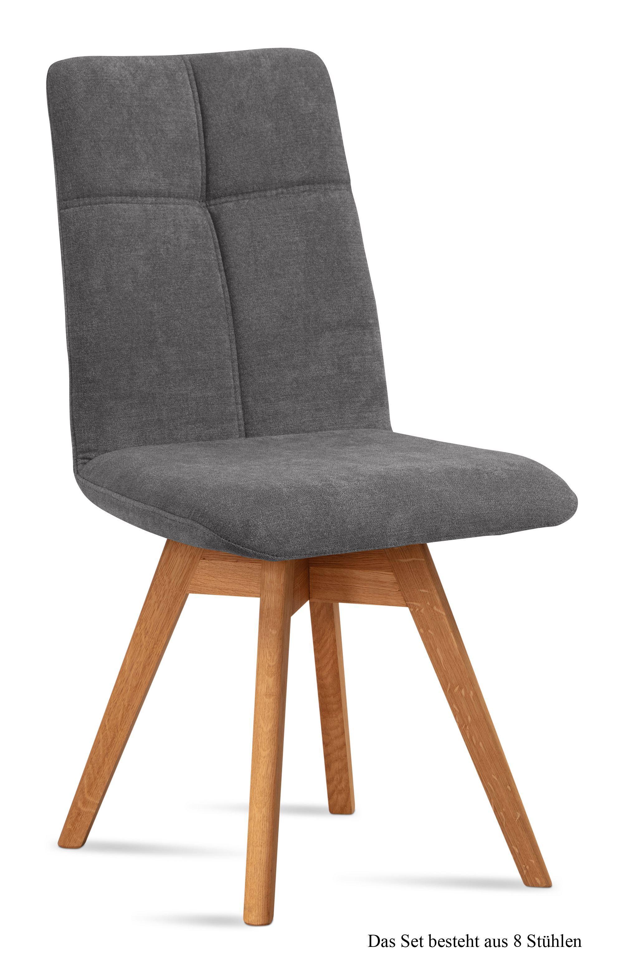 ESSZIMMERSTUHL drehbar (8er-Set) Dorea 47x92x60 Eiche geölt/Grau - Eichefarben/Grau, Kunststoff (60/92/47cm) - 58aufmkessel
