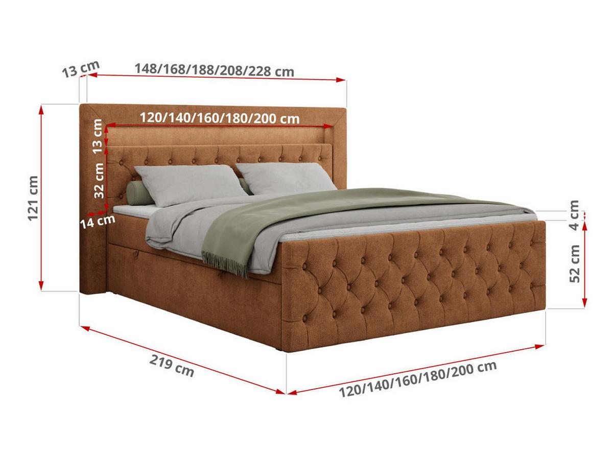 BOXBETT GOLD-9 LED 200/200 Orange Struktur - H4 - Orange, Holz/Textil (200/200cm) - MKS