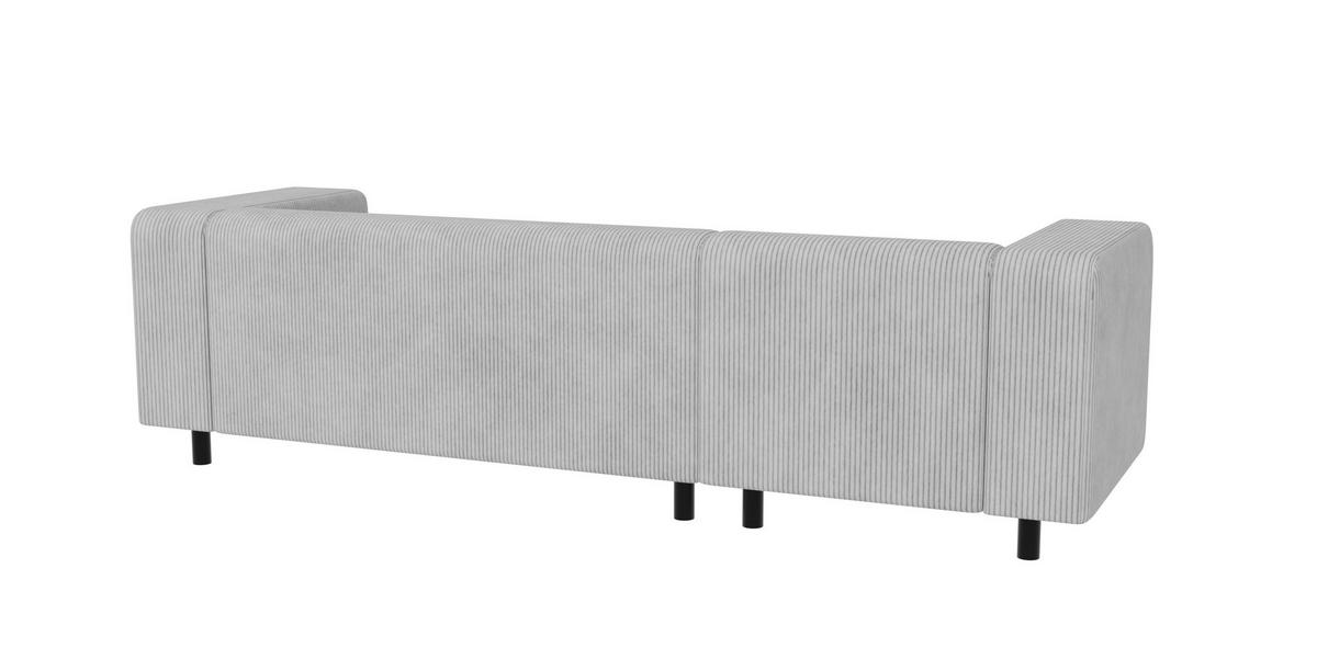 ECKSOFA Tove Hellgrau Cord - Ottomane links - Hellgrau/Schwarz, Holz/Kunststoff (240/142cm) - S-Style Möbel
