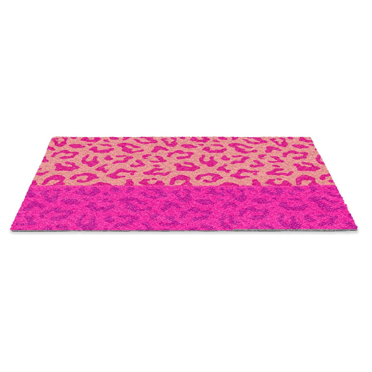 FUSSMATTE Pantherdruck - Rosa - Tierdruck - Minimalistisch Sauberlaufmatte 90x60 cm - Pink, Kunststoff (90/0.4cm) - MuchoWow