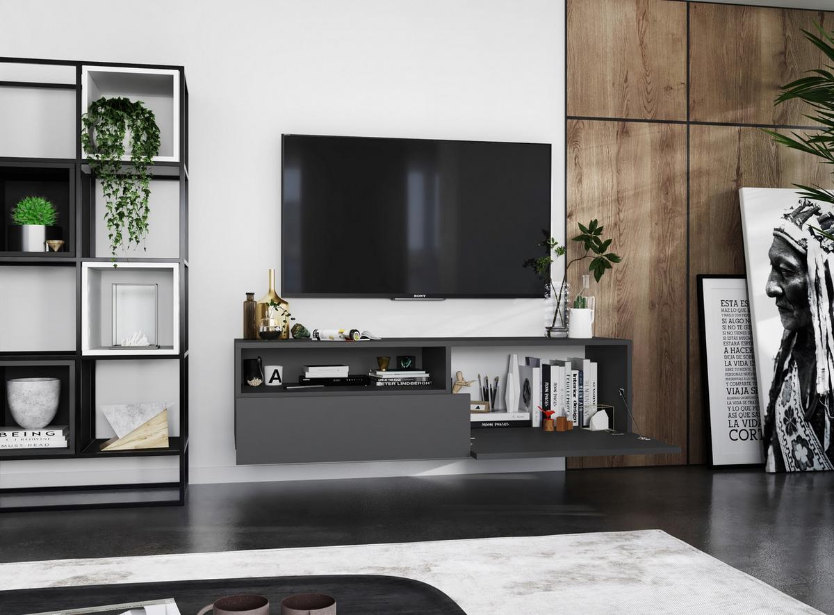 TV-SCHRANK Enjoy Grau matt Schublade 120 cm - Grau, Holzwerkstoff (120/30/35cm) - Meble Lindner
