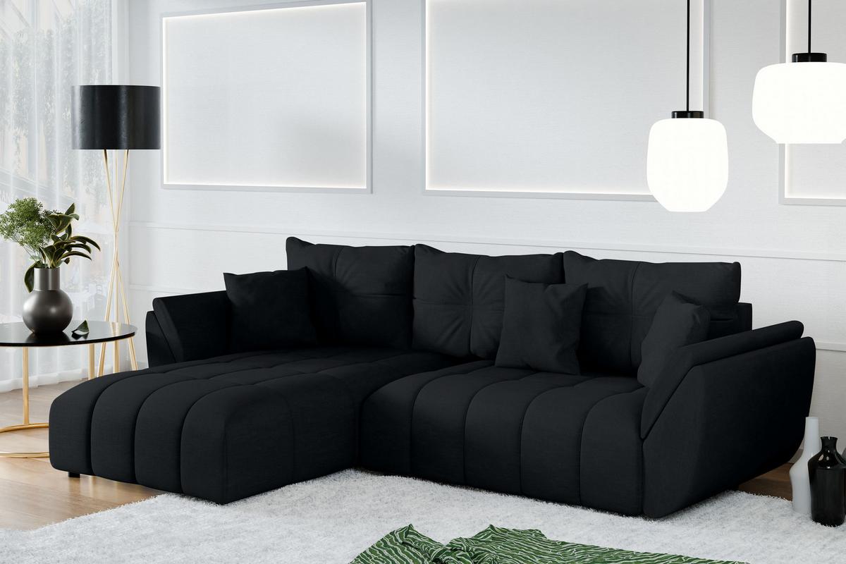 ECKSOFA L Form Verciani Schwarz 280/190/91 cm mit Schlaffunktion - Schwarz, Kunststoff/Textil (280/190cm) - AX Living