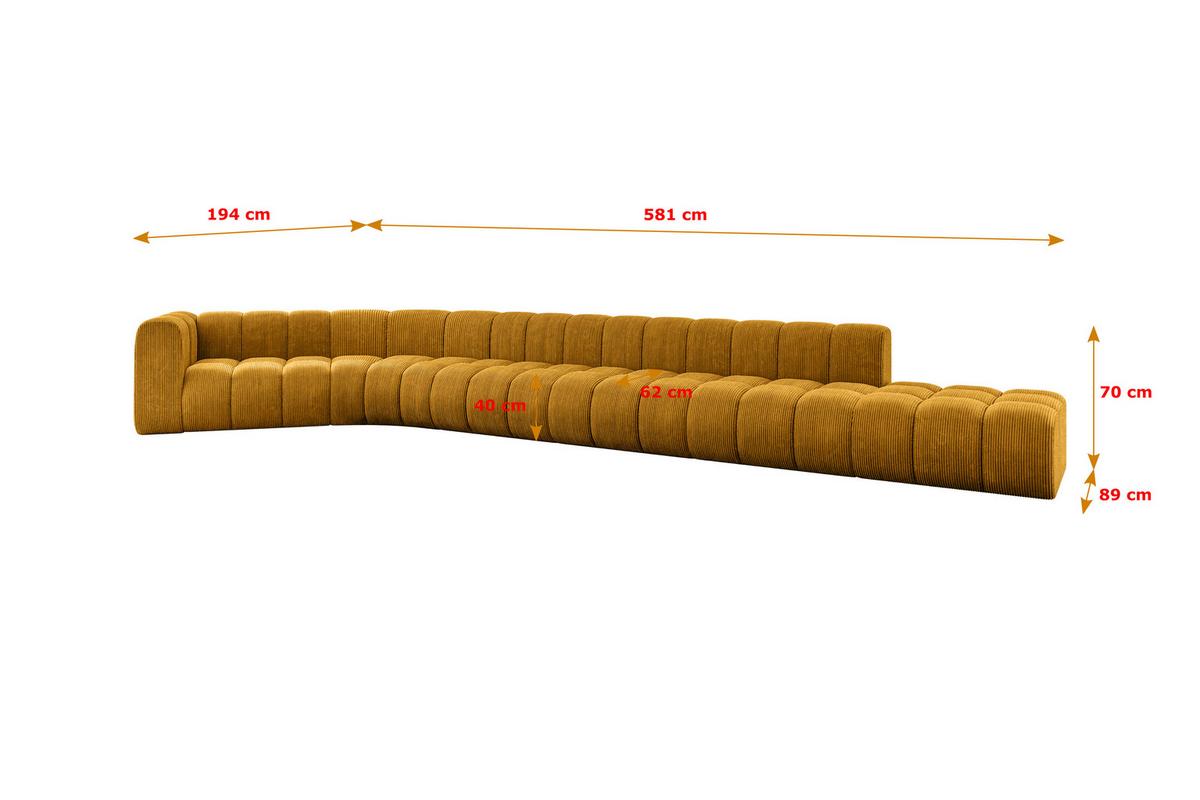 ECKSOFA modulares Sofa Tilmo-L3 - 581x194x70 cm Senfgelb - Currygelb, Holzwerkstoff/Textil (581/194cm) - ALTDECOR