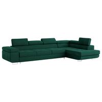 ECKSOFA VICENTE Grün Velours-Stoff mit Schlaffunktion - Grün, Holz (346/202cm) - MASSENO