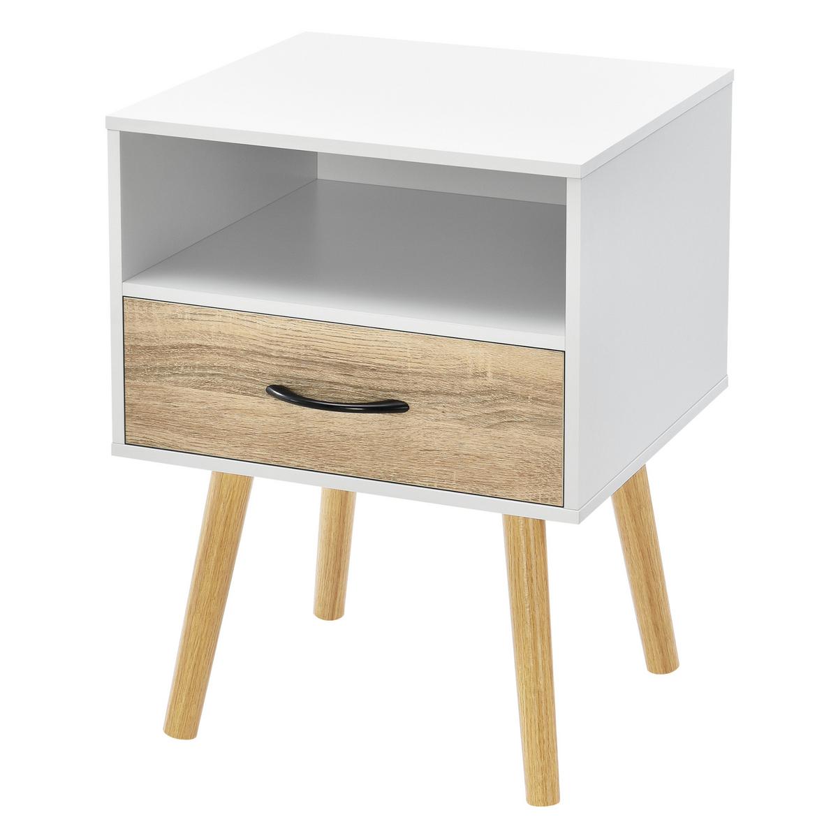 BEISTELLTISCH Gävle - Eichefarben/Weiß, Holz/Holzwerkstoff (40/42/57cm) - [en.casa]