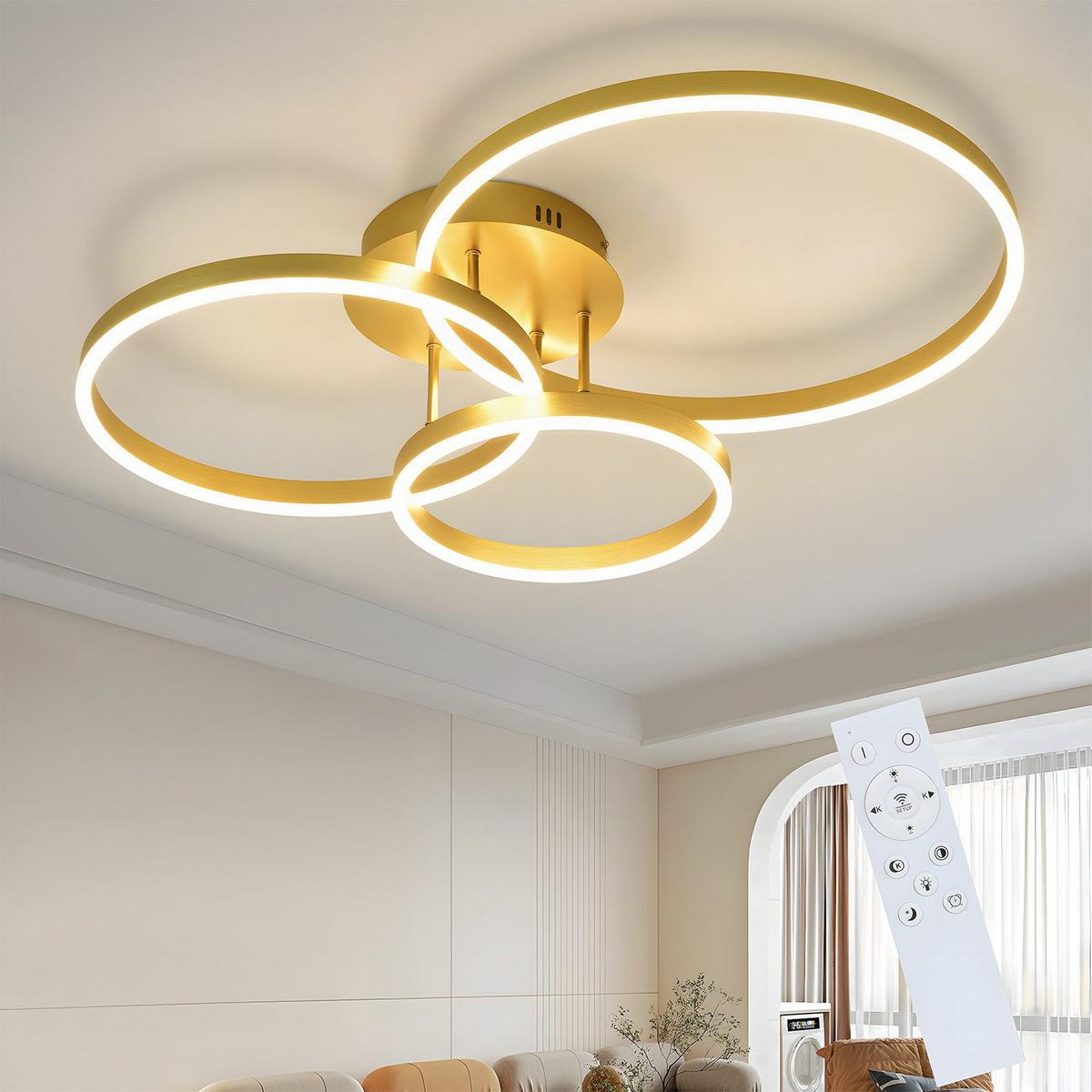 LED-DECKENLEUCHTE Macchia 58/82/24cm - Goldfarben, Metall (82/58/24cm) - Nettlife