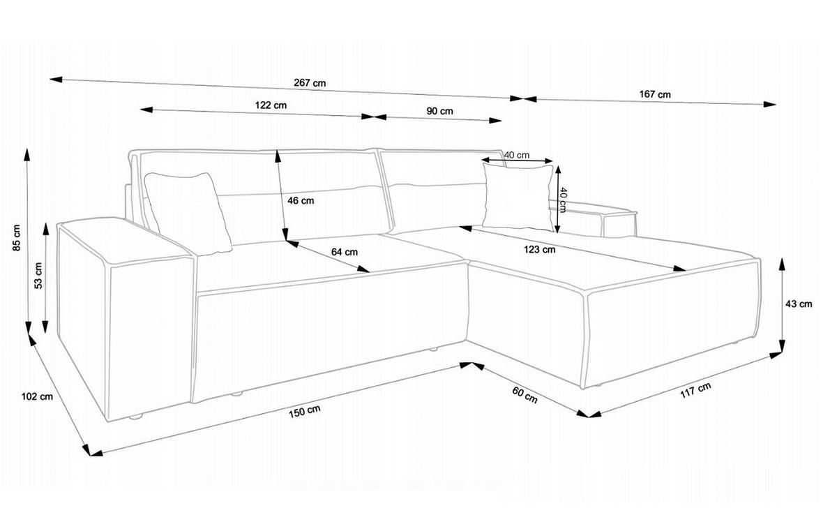 ECKSOFA Farese Hellgrau Cordbezug - Hellgrau/Schwarz, Kunststoff/Textil (267/167cm) - Selsey