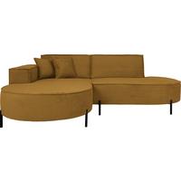 ECKSOFA Hana Loft 3-Sitzer Ecke Links, Cordstoff Chenille, Senf 241/80/168 cm - Gelb/Schwarz, Textil/Metall (241/168cm) - WFL GROUP