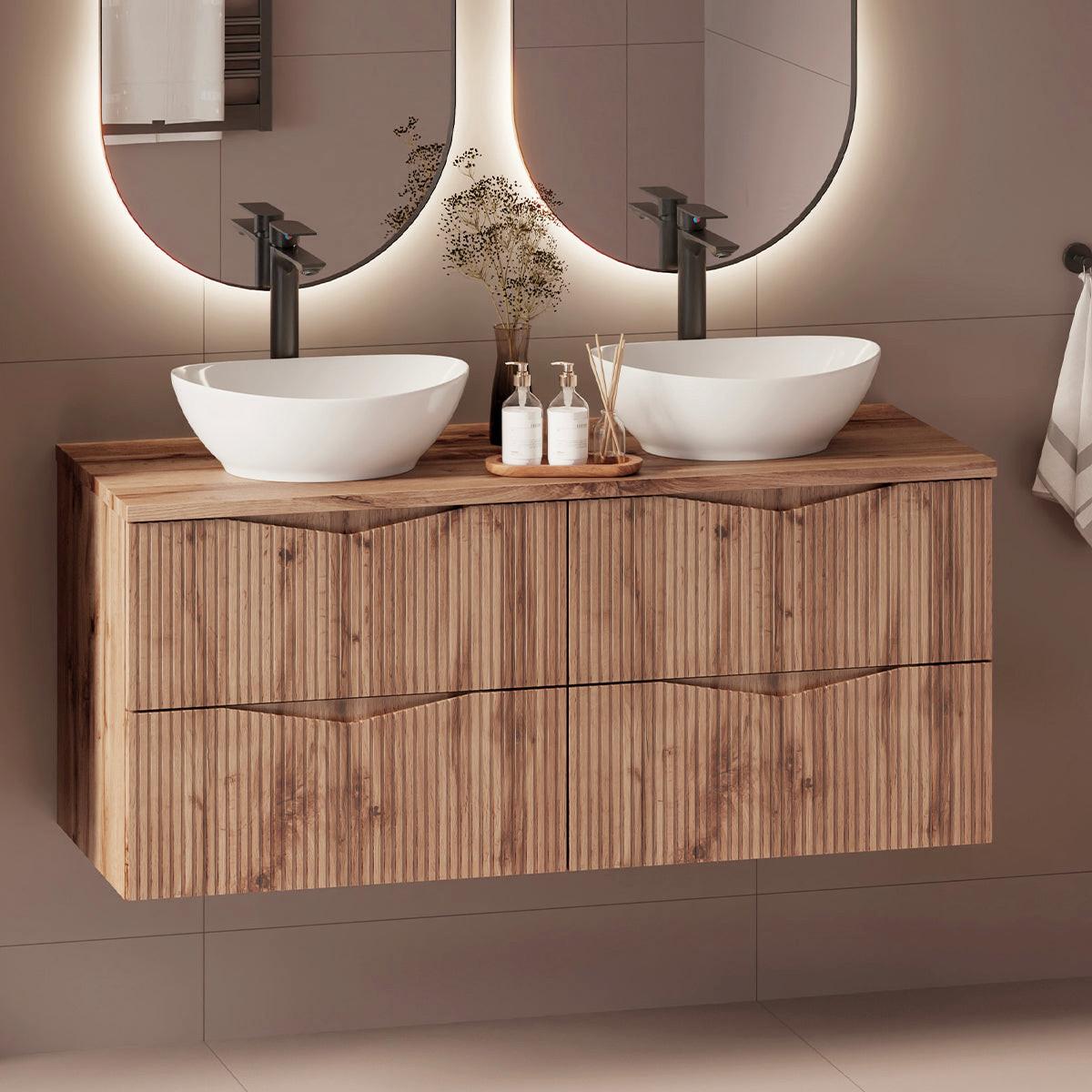 DOPPELWASCHTISCH 120.6cm Tao Holz - Braun, Holzwerkstoff (120.6/50/45.8cm) - Petits-meubles