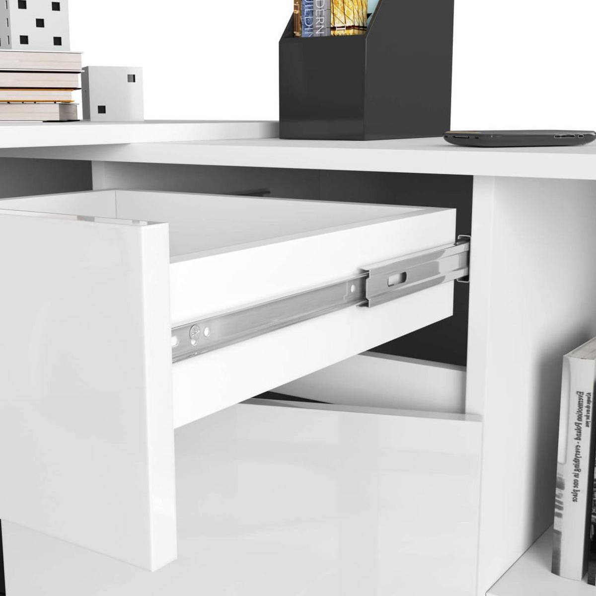 SCHREIBTISCH Weiß, Weiß Glanz 79/120/126 - Weiß Hochglanz/Weiß, Holzwerkstoff (94/62/79cm) - RAUMHIRSCH FURNITURE