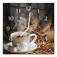 WANDUHR aus Glas 30x30 cm - Kaffee - Braun, Glas (30/30/0.4cm) - TULUP