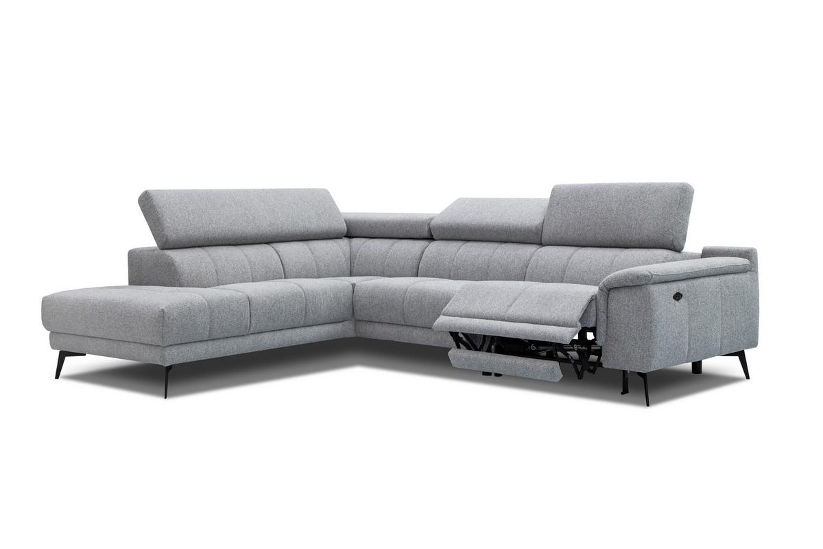 ECKSOFA FIERO 5-Sitzer mit 1 Relaxfunktion, silberfarben - Silberfarben, Holzwerkstoff/Textil (228/290cm) - Wozimo