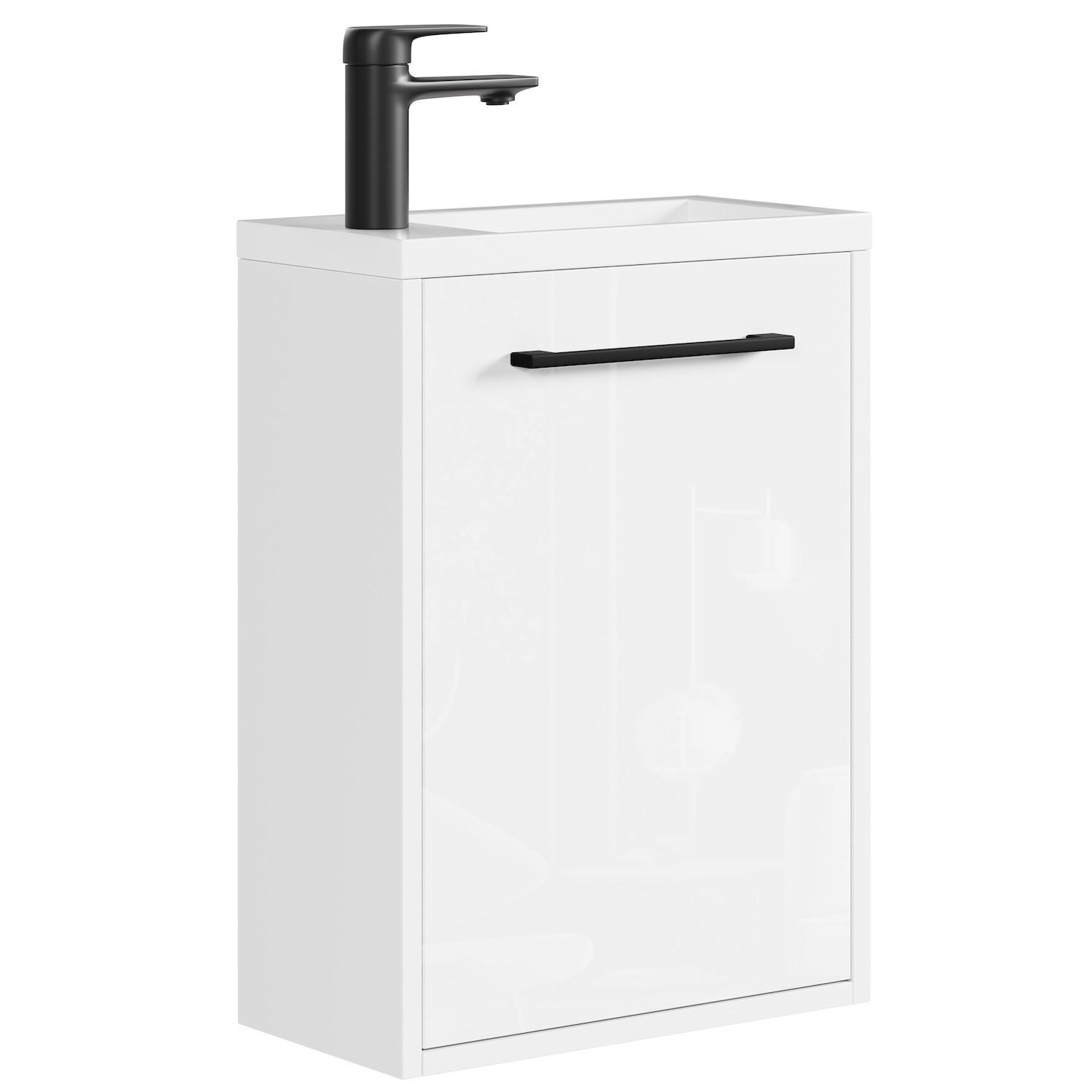 GÄSTE-WC-MÖBELSET Florence 2 Teile Weiß Hochglanz - 40 x 22 x 50 cm - Weiß, Holz (40/50/22cm) - Badplaats