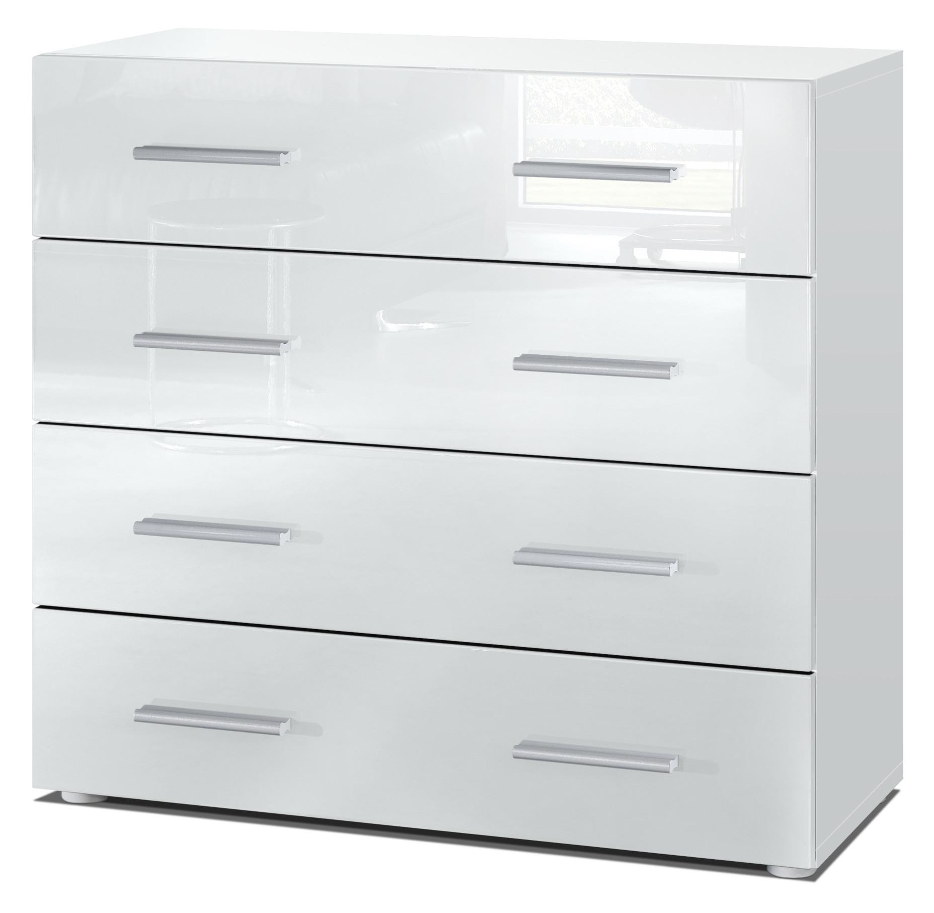 KOMMODE Pavos Weiß Hochglanz - Weiß Hochglanz, Holzwerkstoff (76/72/35cm) - Vladon