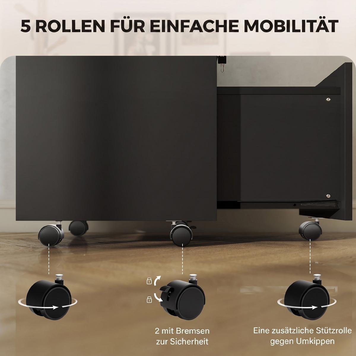AKTENSCHRANK Spanplatte Schwarz - Schwarz, Holzwerkstoff/Metall (40/65/40cm) - Vinsetto