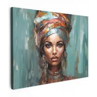 LEINWANDBILD Frau - Kunst - Schmuck - Porträt Wandbild 40x30 cm - Blaugrau, Textil (40/30cm) - MuchoWow