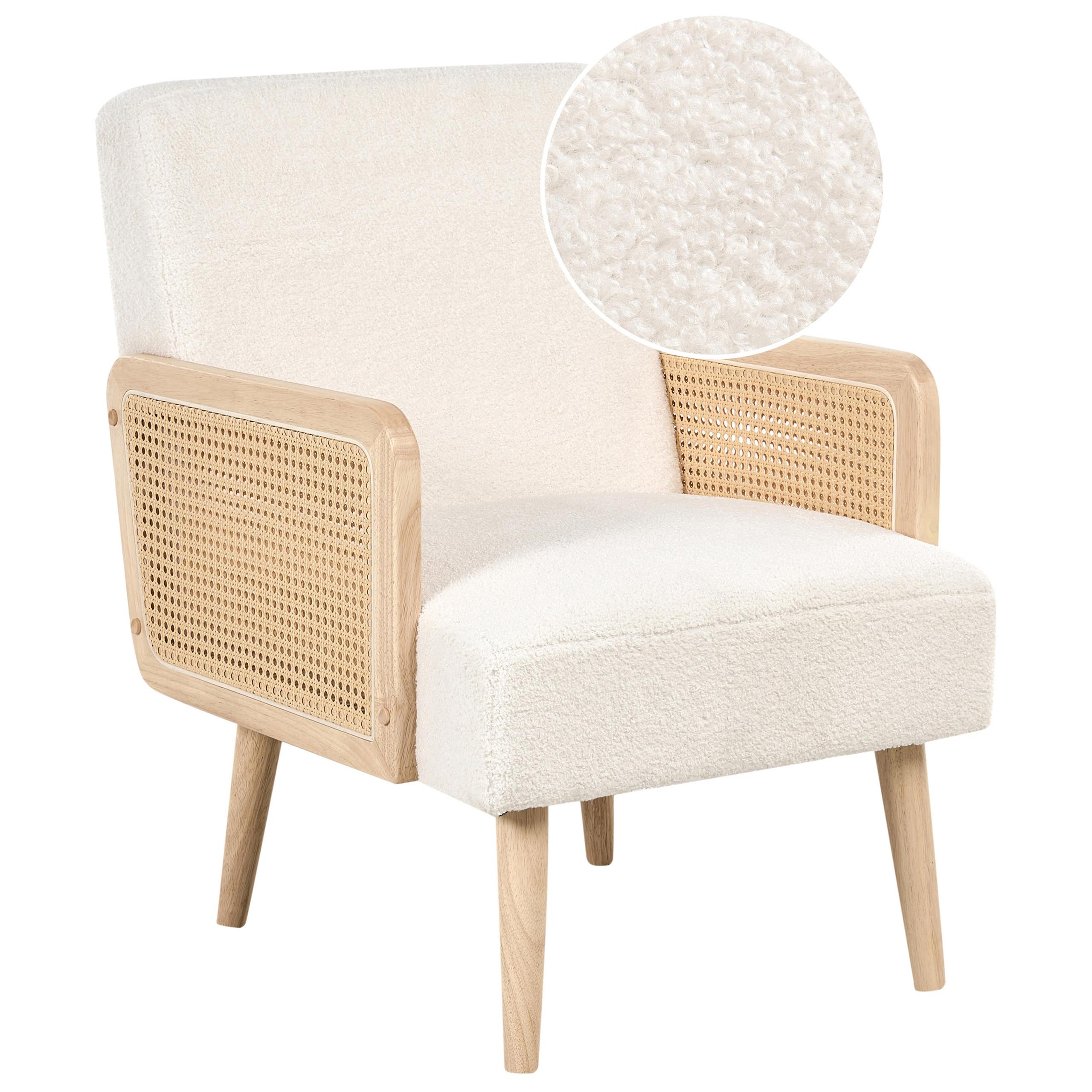 SESSEL Cremeweiß Hojby - Weiß/Braun, Textil (61/82/74cm) - Beliani
