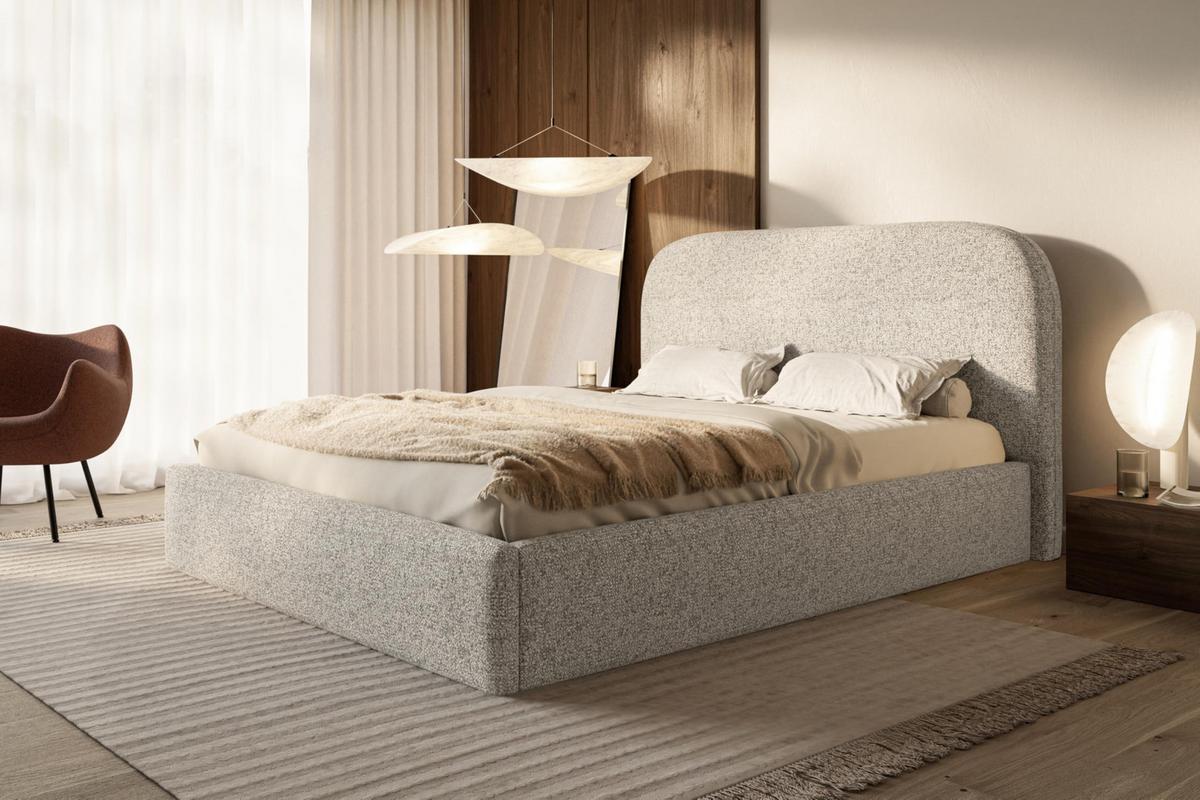 BETT 200x200 - Polsterbett mit Bettkasten und Metallrahmen - Modern Betten - Eleganter Puente-Stoff - Kollektion Verona - Beige Melange - Beige, Holz/Textil (200/200cm) - Alpi-Möbel