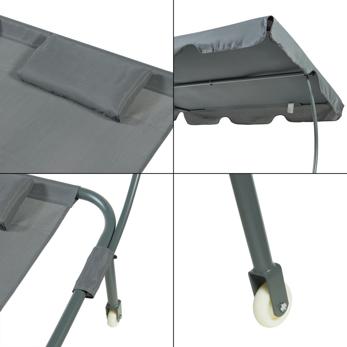 DOPPELLIEGE Avigliano - Grau, Textil/Metall (200/146/173cm) - casa.pro