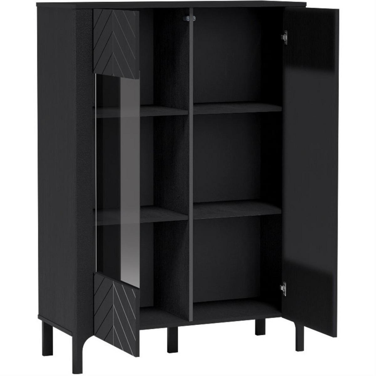 VITRINE Lume mit 2 Glastüren, 100 cm, schwarz - Schwarz, Holzwerkstoff (103/145/40.5cm) - Beautysofa