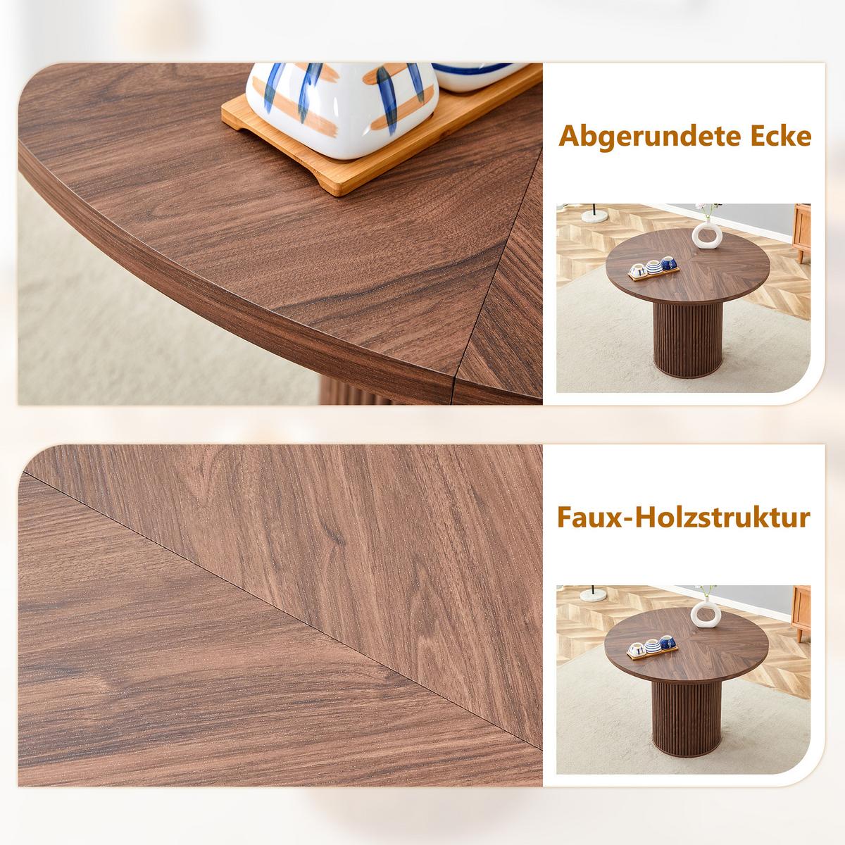 ESSTISCH rund walnuss optik säulenfuß 100cm - Walnussfarben, Holzwerkstoff (100/100/78cm) - Urban Meuble
