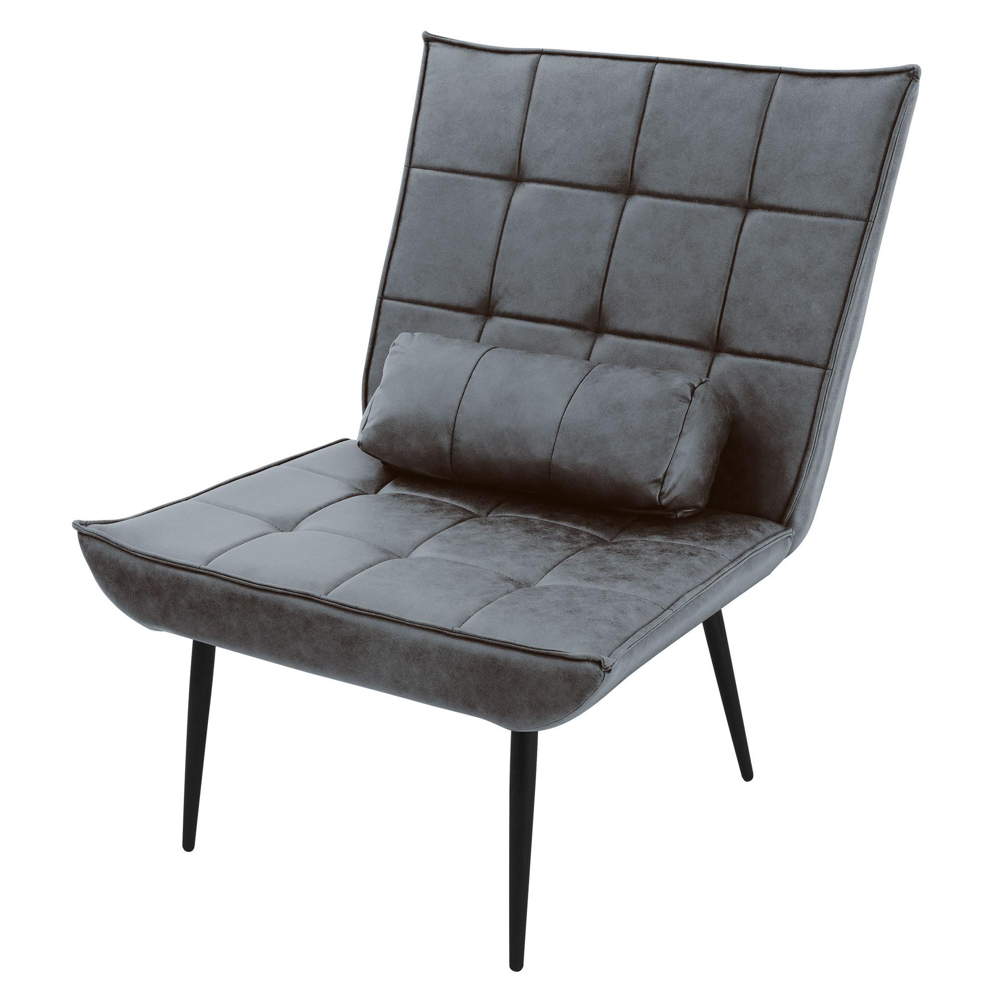 SESSEL Wohnzimmer aus Kunstleder-PU Anthrazit Relaxsessel mit Lendenkissen - Anthrazit/Schwarz, Metall (97/100/79cm) - ML-DESIGN
