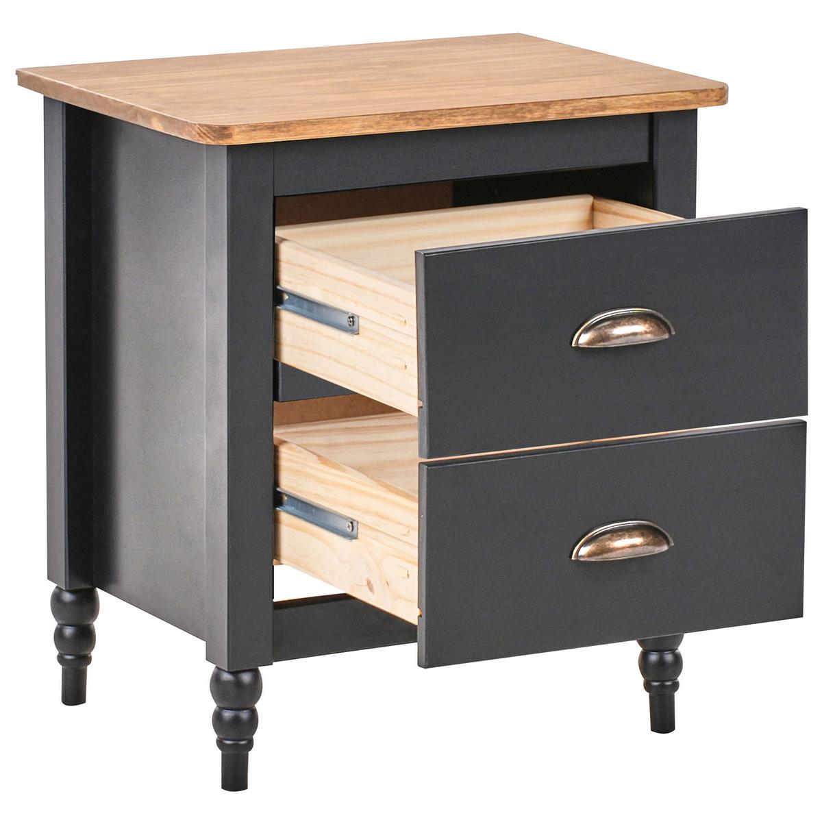 NACHTTISCH Schwarz/Gold/Heller Holzfarbton Shillington - Hellbraun/Goldfarben, Holz (46/52/35cm) - Beliani