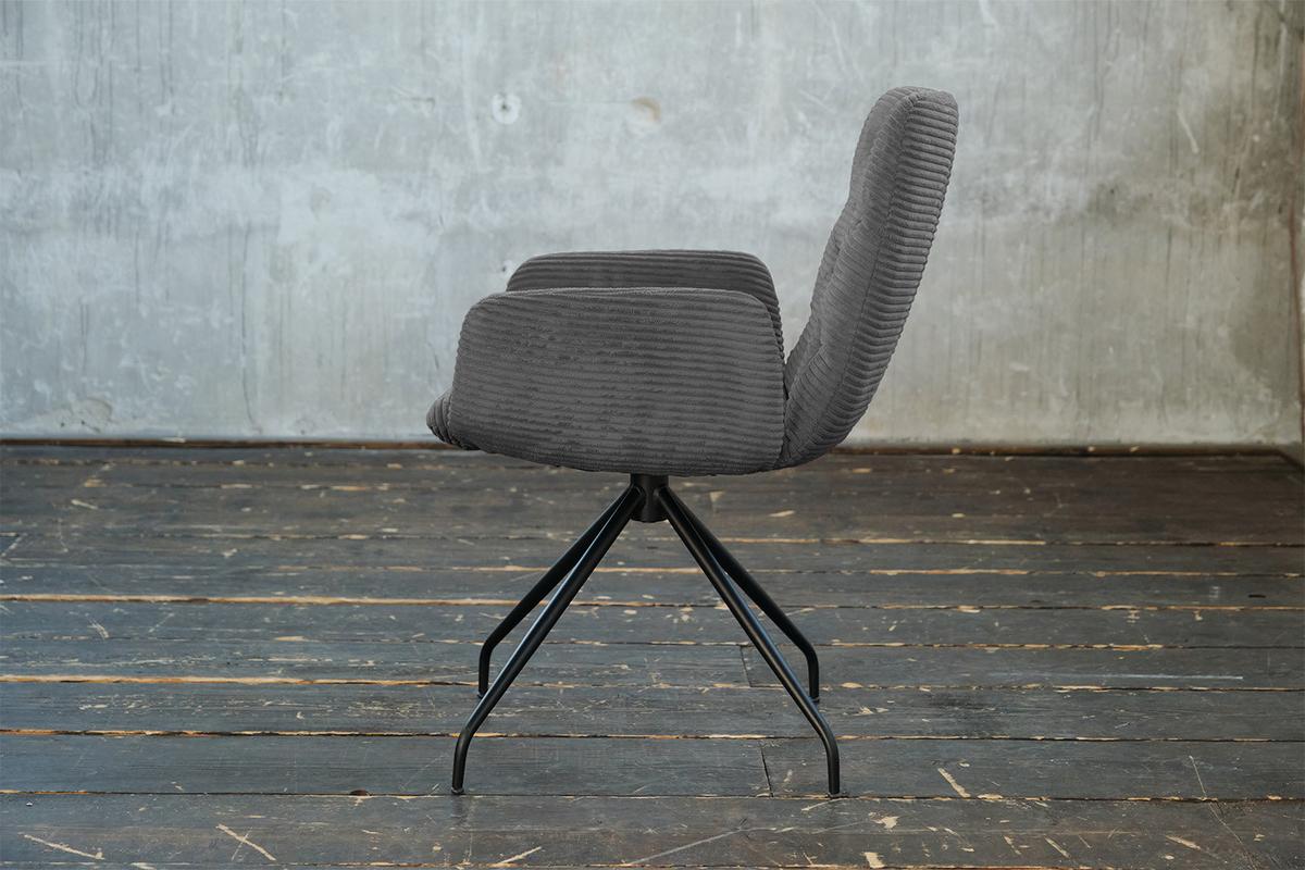 DREHSTUHL NEW CHARME Grau Cord (1er-Set) - Dunkelgrau/Grau, Textil (59/87/66cm) - KAWOLA