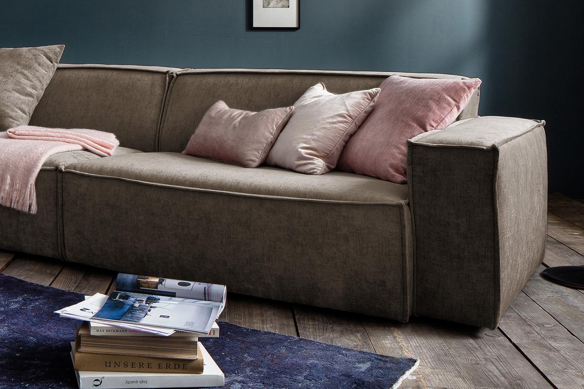 RIESENSOFA SAMU Braun Webstoff - Dunkelbraun/Schwarz, Textil (418/72/106cm) - KAWOLA