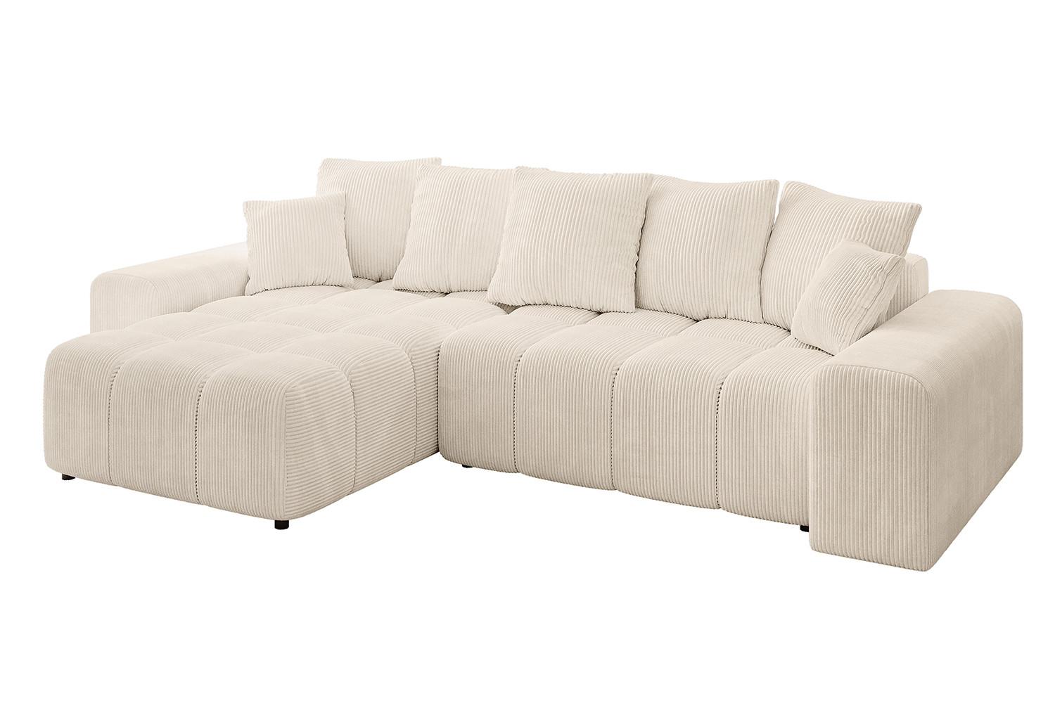 ECKSOFA Ottomane links ENIL-L 297x189x68 Beige Cord - Beige, Holzwerkstoff/Kunststoff (297/189cm) - ALTDECOR
