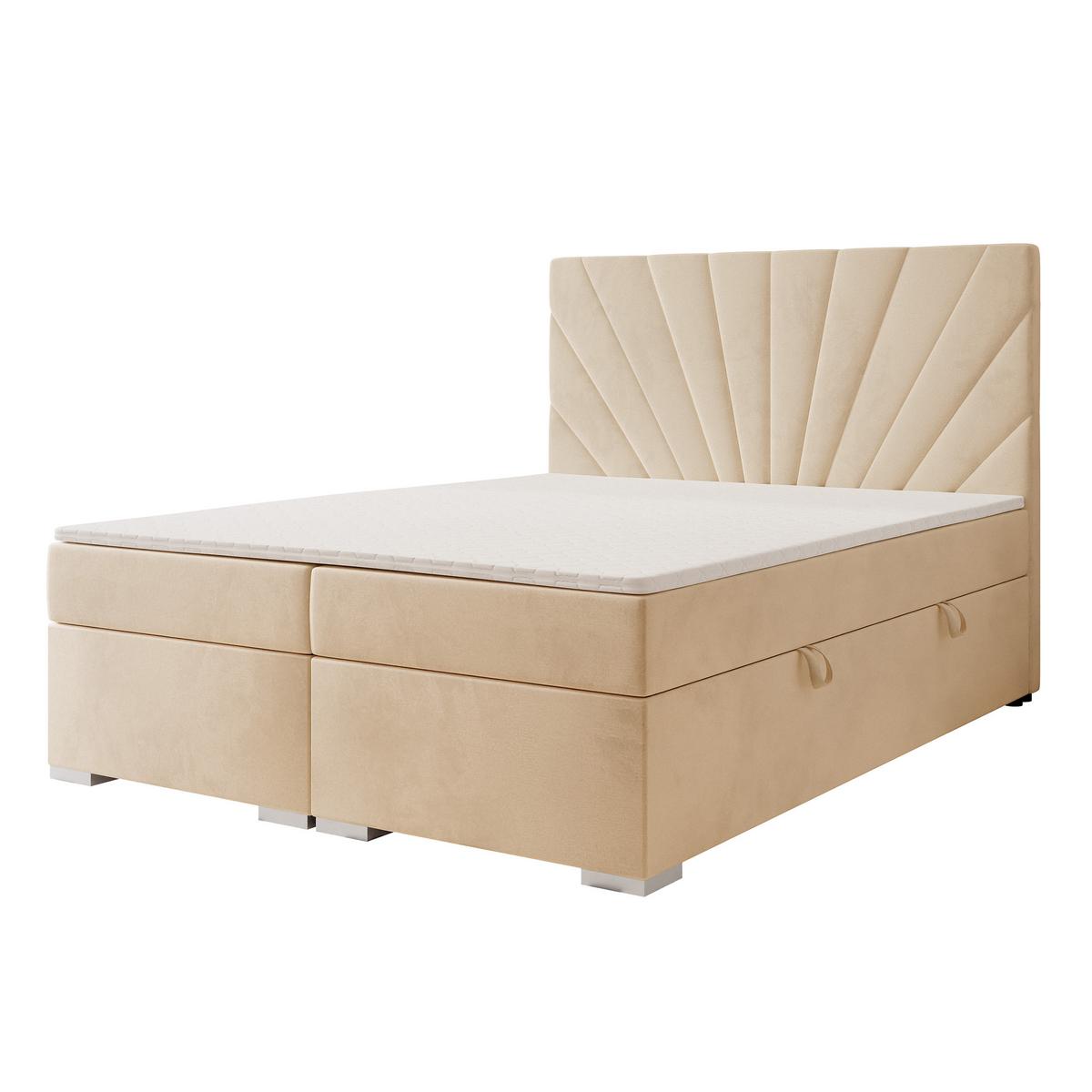 BOXBETT 160x200 cm mit Topper - Creme, Holzwerkstoff/Textil (120/200cm) - Idohome