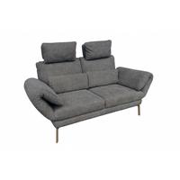 SOFA HOLLY Anthrazit Flachgewebe - Anthrazit/Braun, Textil/Metall (176/90/92cm) - KAWOLA