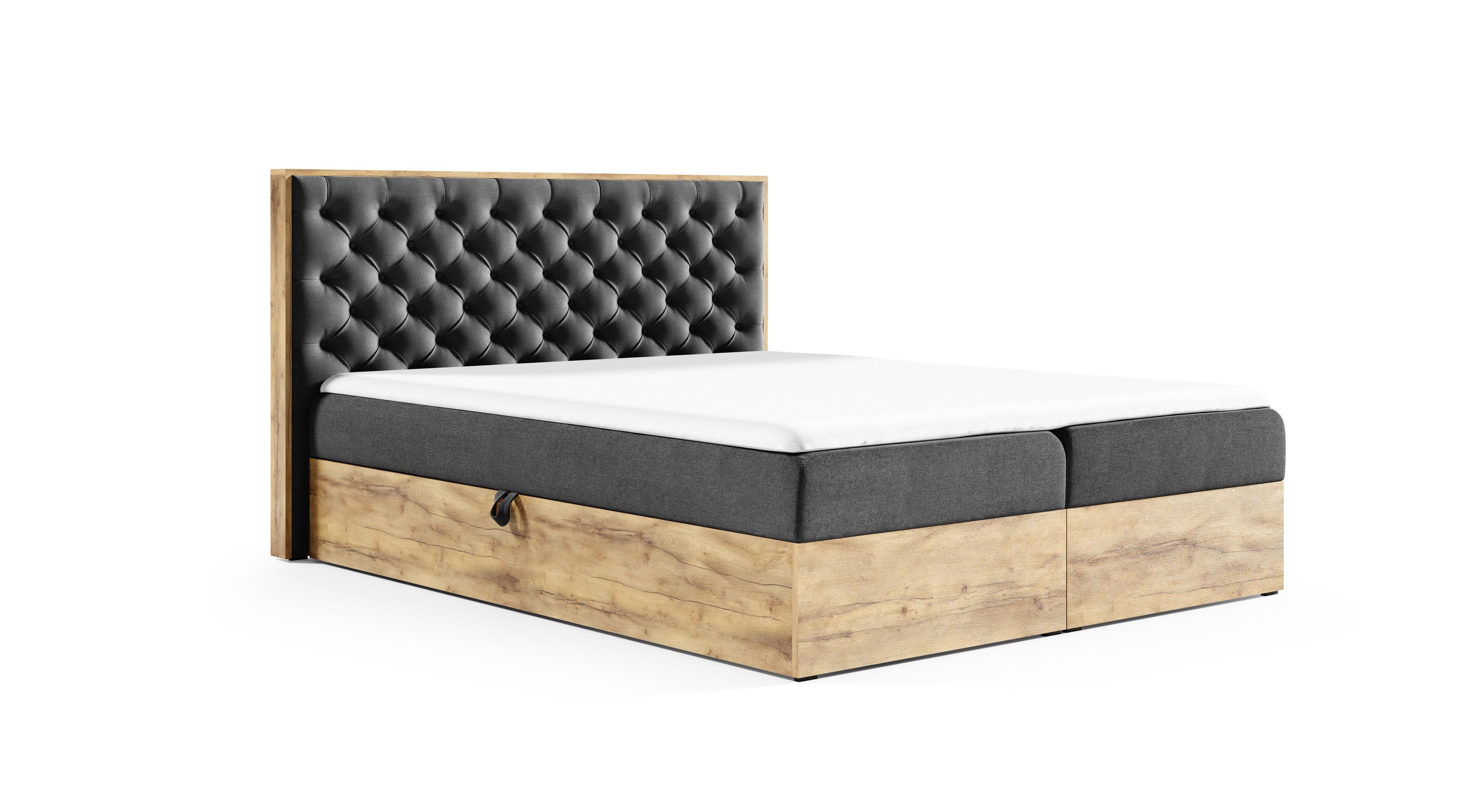 BOXBETT Clavio 180/200 cm in Schwarz – mit Bettkasten und Topper - Schwarz, Holz/Holzwerkstoff (180/200cm) - AX Living