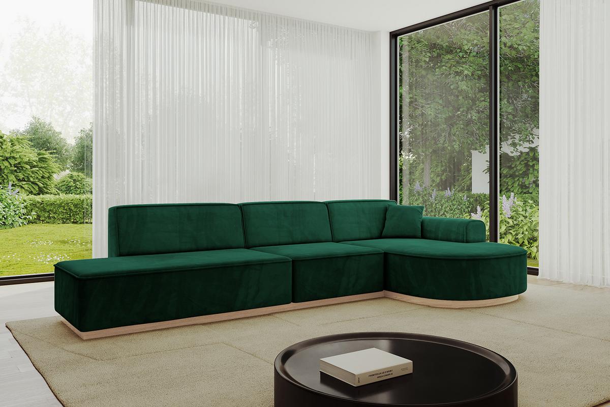 ECKSOFA Ottomane Rechts ARRIO-L2 - 328x171x83 cm Dunkelgrün - Grün, Holzwerkstoff/Textil (328/171cm) - ALTDECOR