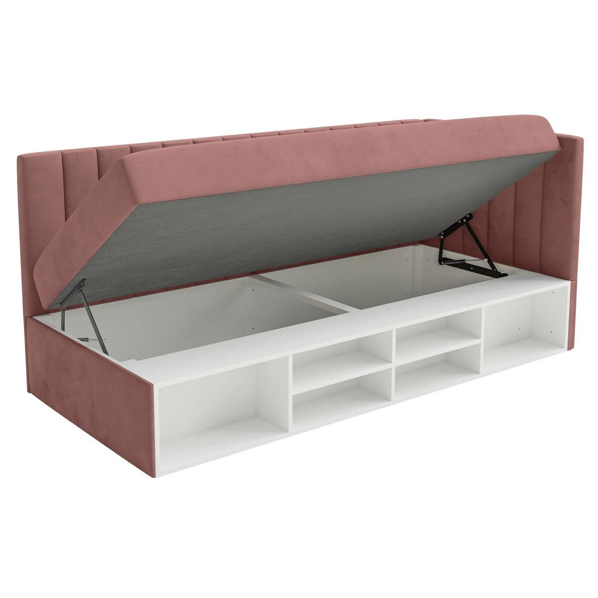 JUGENDBETT Ventrio Rosa Easy-Clean-Samtbezug 90x200 cm - Pink, Holz/Textil (90/200cm) - Selsey