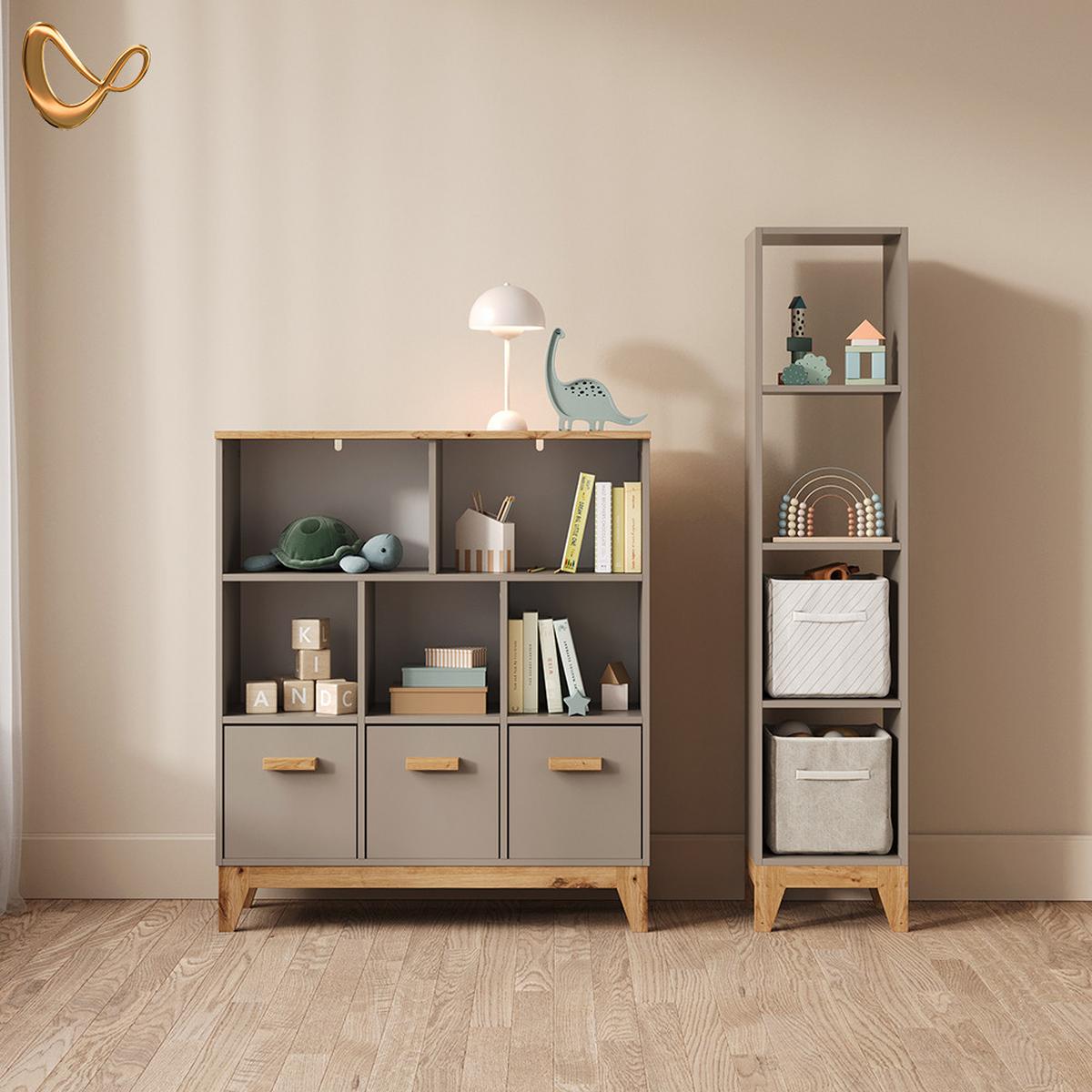 KINDERREGAL Mailo Cashmere/Artisan 98.4 x 113.4 cm - Kaschmir/Eiche Artisan, Holzwerkstoff (98.4/113.4/32.6cm) - Livinity®
