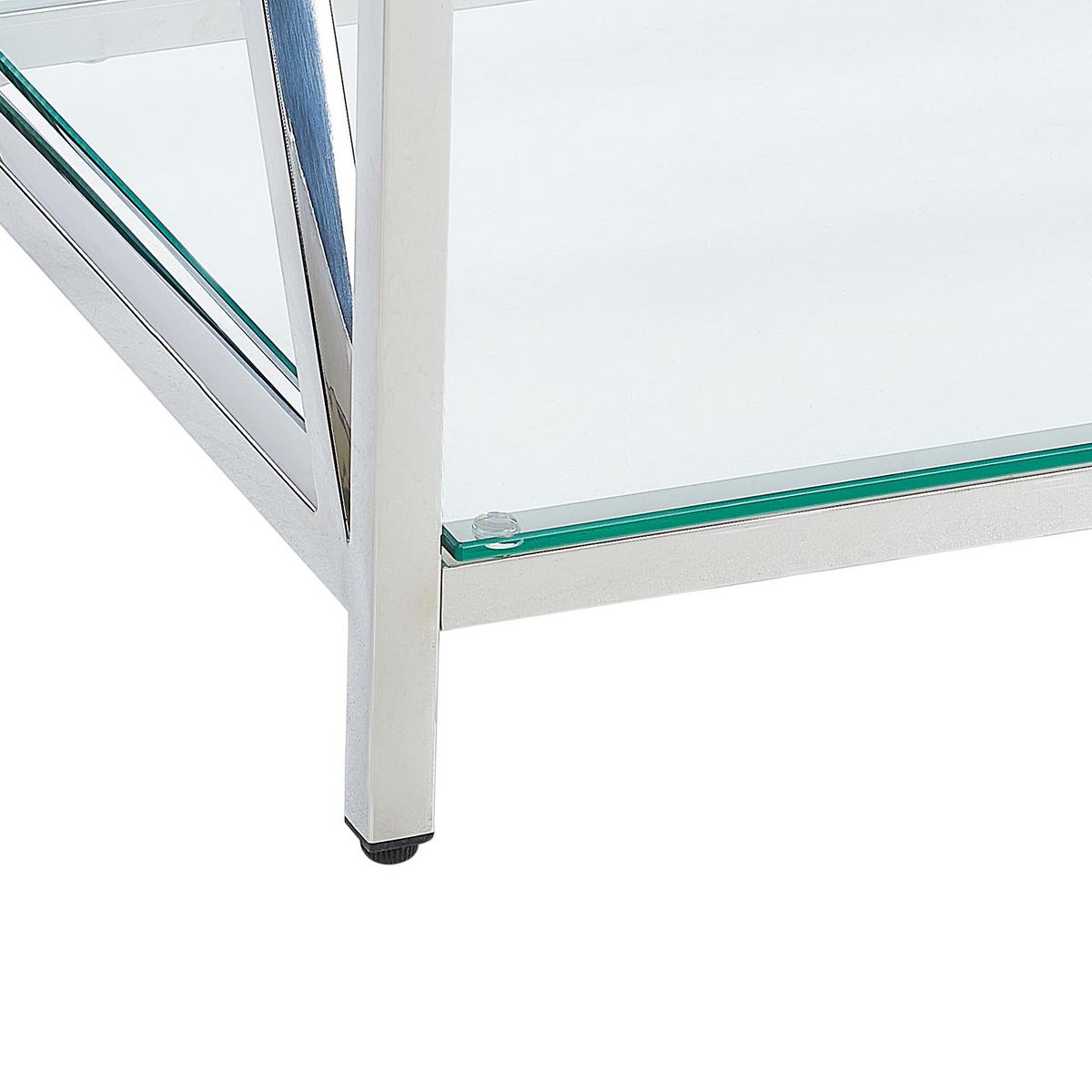 CONSOLENTISCH Glas silber 120/40/76 cm Audet - Transparent/Silberfarben, Glas (40/120/76cm) - Beliani