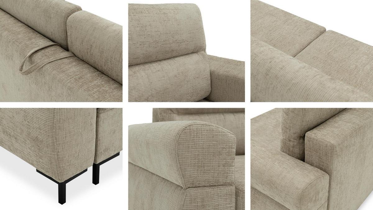 SCHLAFSOFA Berne - Hellgrau/Schwarz, Holz/Kunststoff (238/92/95cm) - MIRJAN24